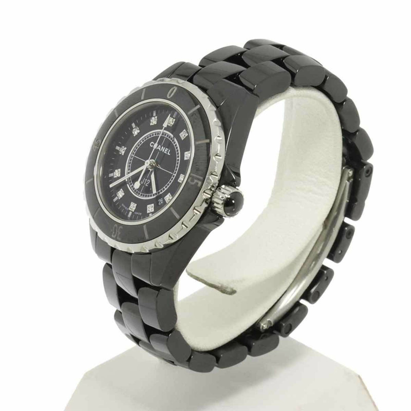 香奈兒 J12 33毫米 H1625 女士腕錶，鑲嵌12顆鑽石，日期顯示，黑色陶瓷石英機芯-2