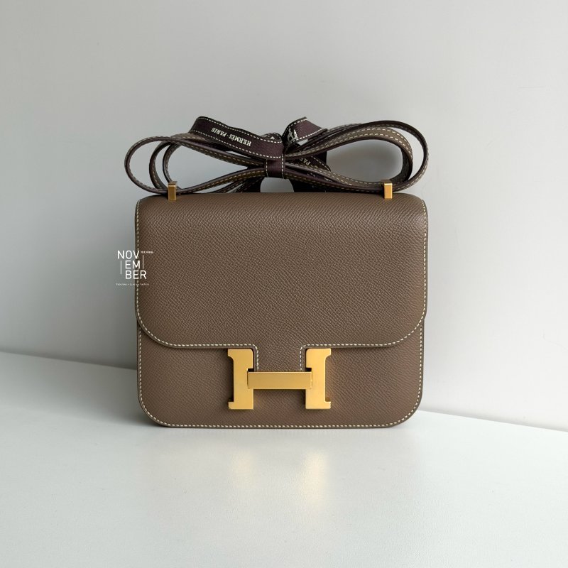 天菜款 閒置新🤎 Hermès 愛馬仕 Mini Constance 大象灰金釦-0