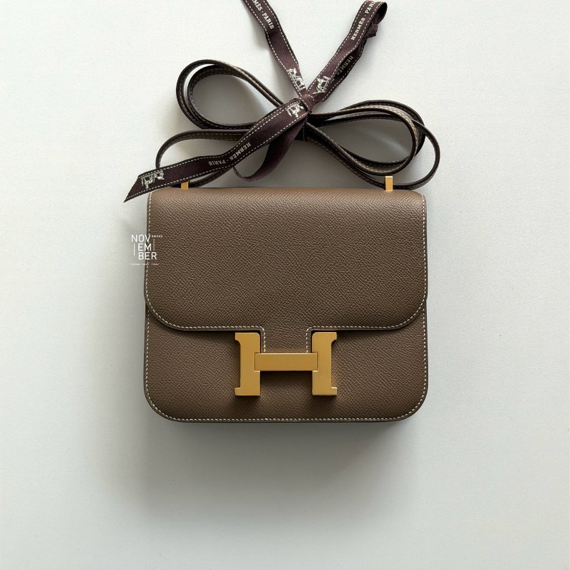 天菜款 閒置新🤎 Hermès 愛馬仕 Mini Constance 大象灰金釦-4