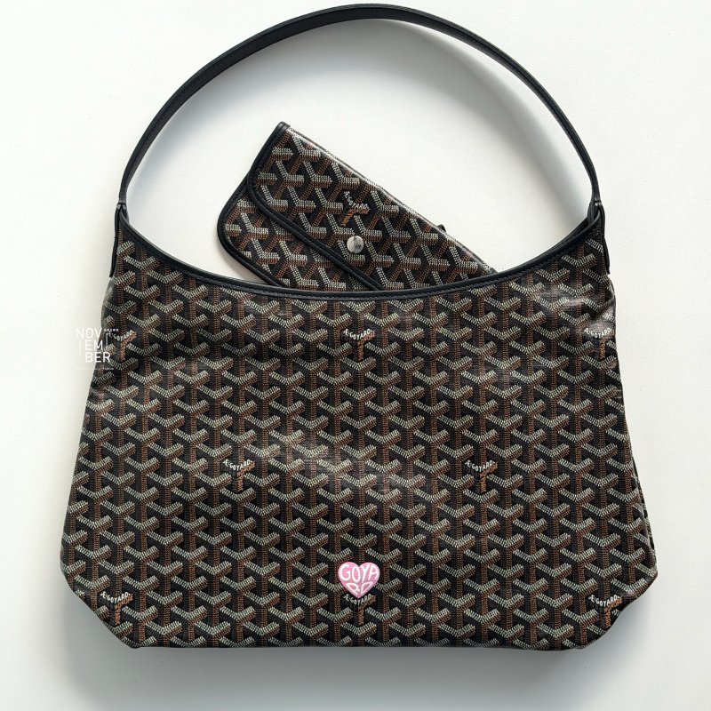 手繪款💖 閒置新🫰🏻 Goyard 戈雅 Hobo 黑 (手繪粉色愛心)-5
