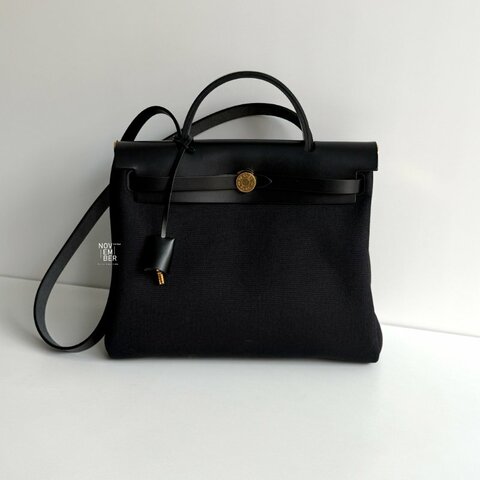 99新🆕 Hermès 愛馬仕 Herbag 31 黑色金釦