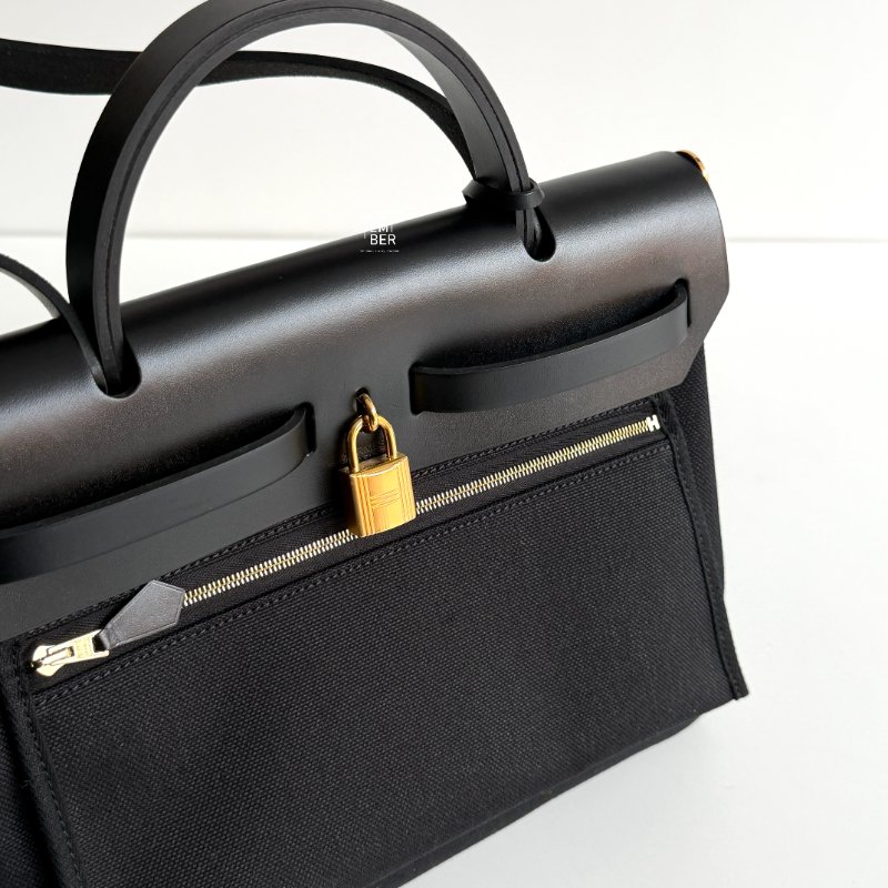 99新🆕 Hermès 愛馬仕 Herbag 31 黑色金釦-3