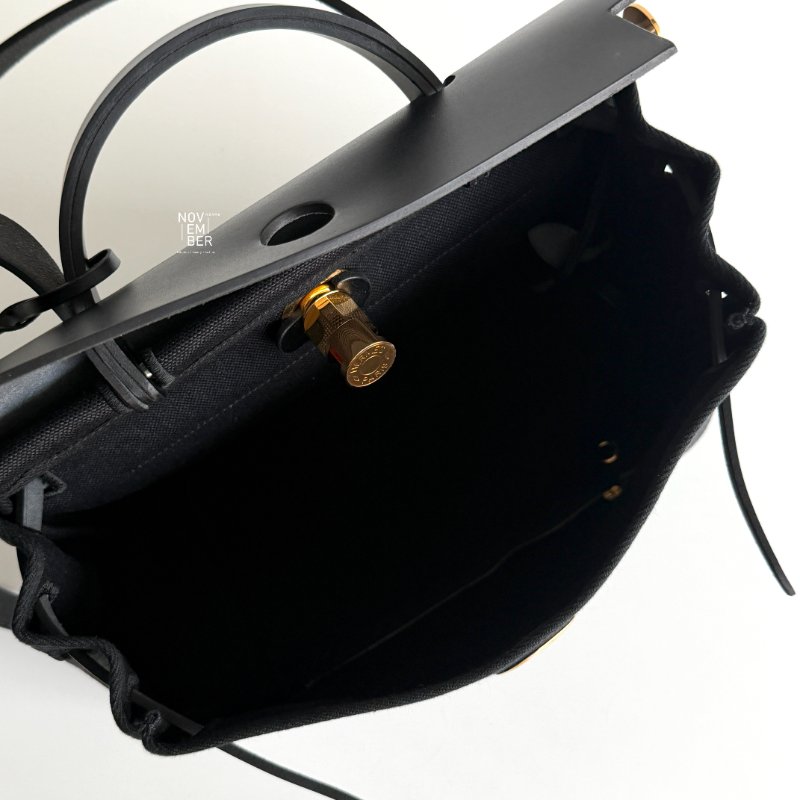 99新🆕 Hermès 愛馬仕 Herbag 31 黑色金釦-4