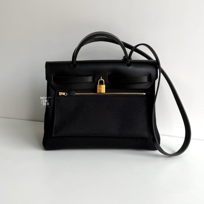 99新🆕 Hermès 愛馬仕 Herbag 31 黑色金釦-5