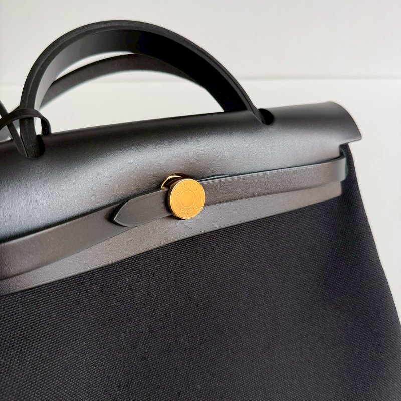 99新🆕 Hermès 愛馬仕 Herbag 31 黑色金釦-14