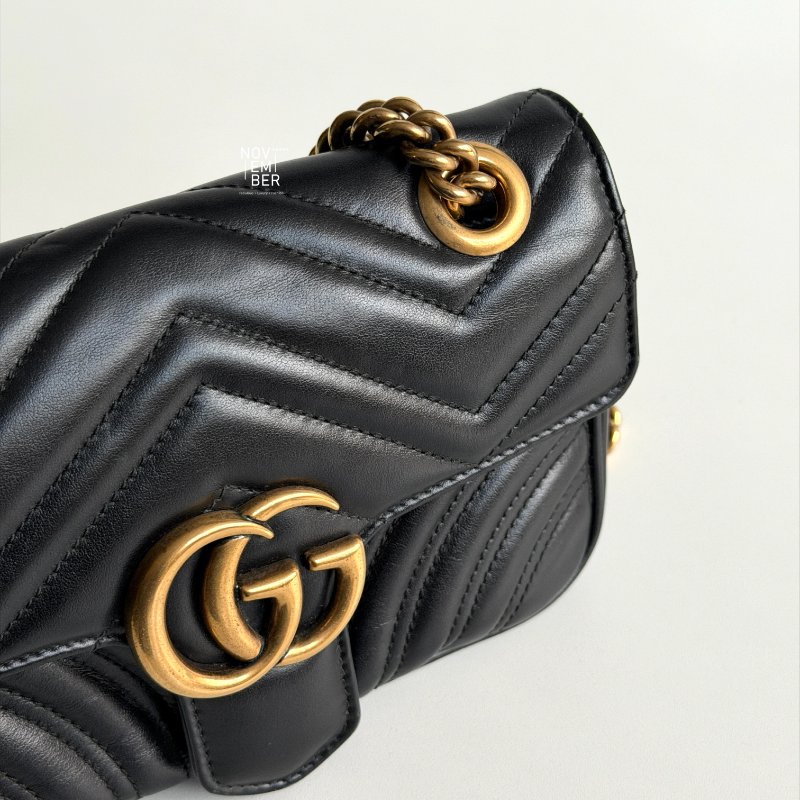 98新🫰🏻 Gucci 古馳 Marmont 黑色腋下包 小號-2