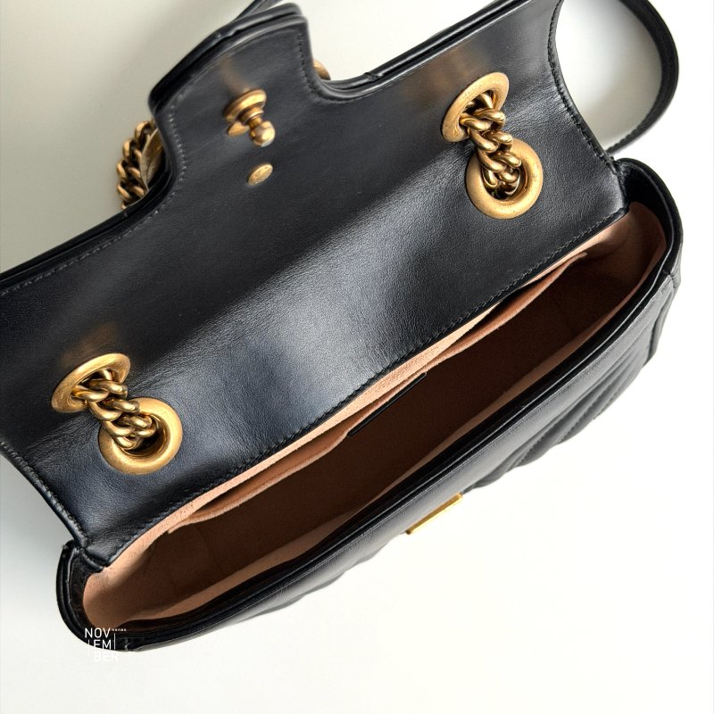 98新🫰🏻 Gucci 古馳 Marmont 黑色腋下包 小號-4