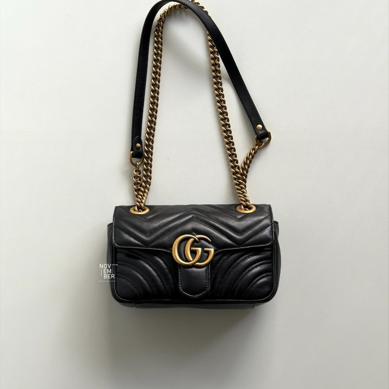 98新🫰🏻 Gucci 古馳 Marmont 黑色腋下包 小號-5