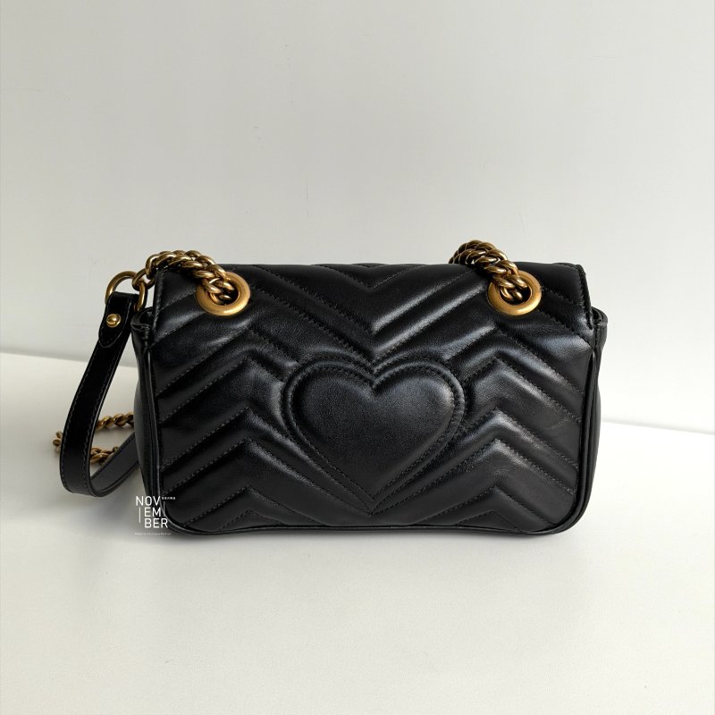 98新🫰🏻 Gucci 古馳 Marmont 黑色腋下包 小號-6