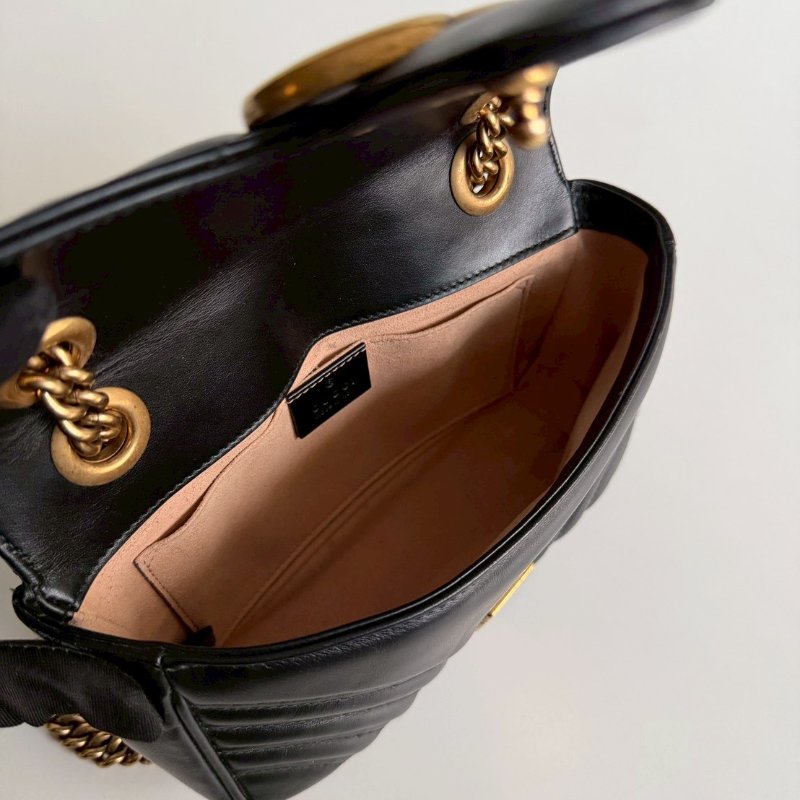 98新🫰🏻 Gucci 古馳 Marmont 黑色腋下包 小號-7