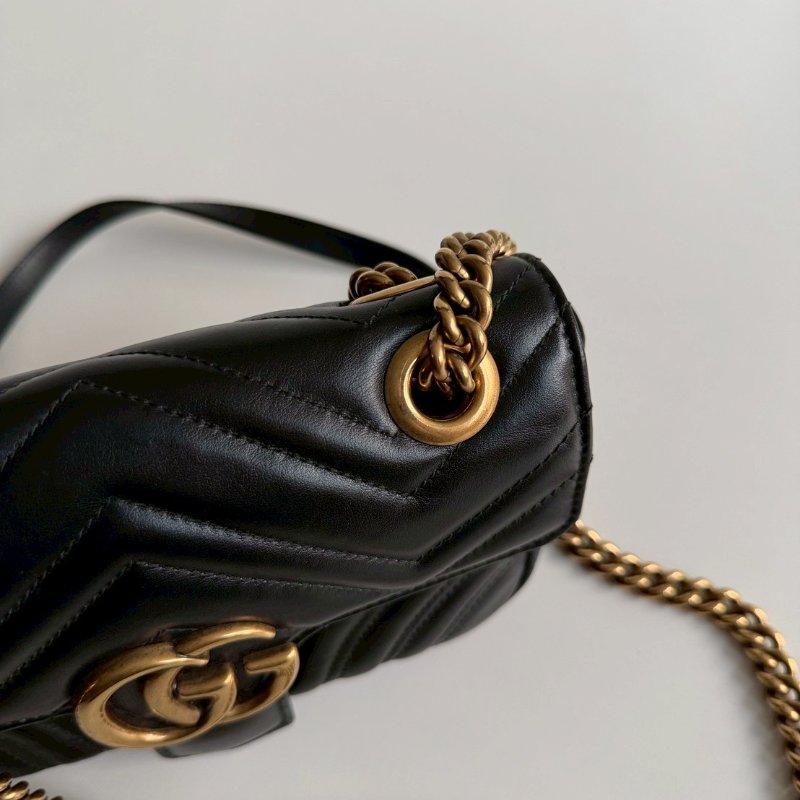 98新🫰🏻 Gucci 古馳 Marmont 黑色腋下包 小號-11