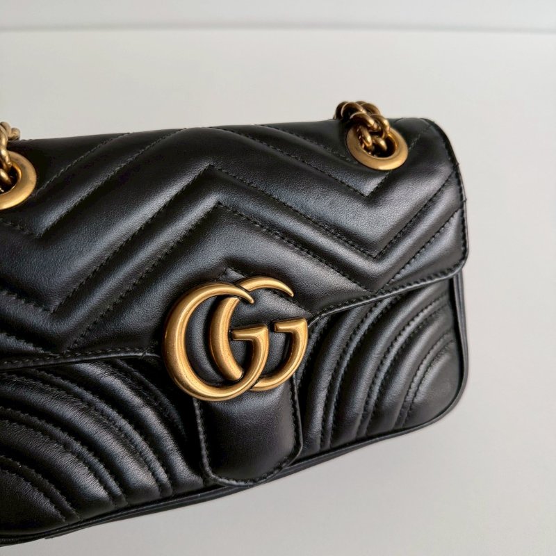98新🫰🏻 Gucci 古馳 Marmont 黑色腋下包 小號-13