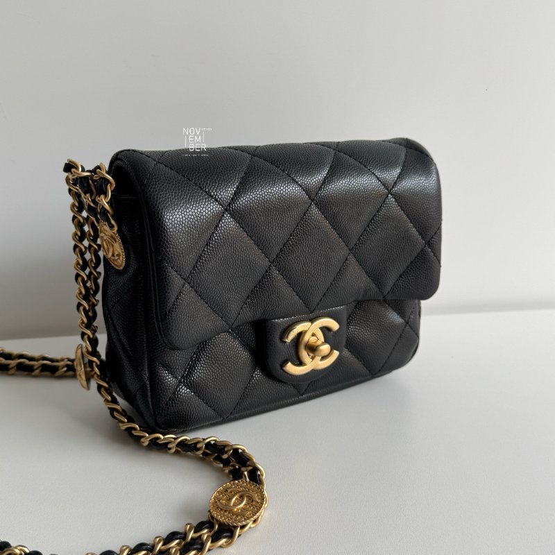 99新🆕 Chanel 香奈兒 金幣方胖子 黑金-8