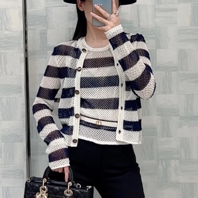 ❤️ DIOR 經典條紋款 百搭外套 精致紐扣-2