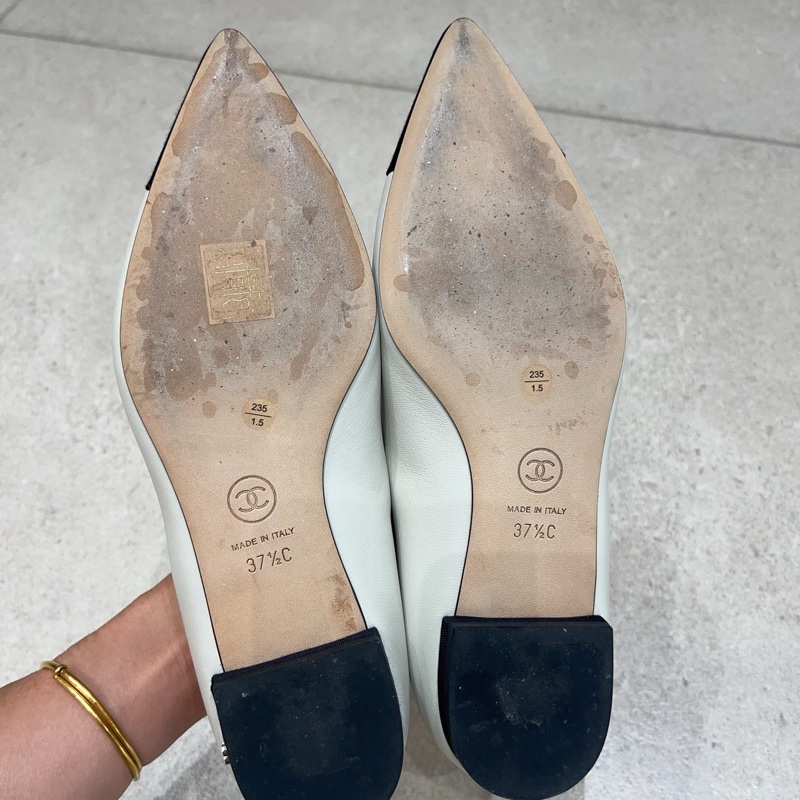 Chanel香奈兒 經典黑白配色平底鞋，百搭女神款 ，尺碼37.5，-9