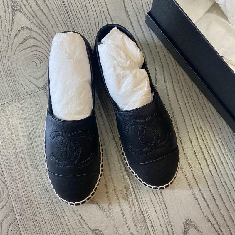 Chanel香奈兒黑色全皮漁夫鞋 35碼-0