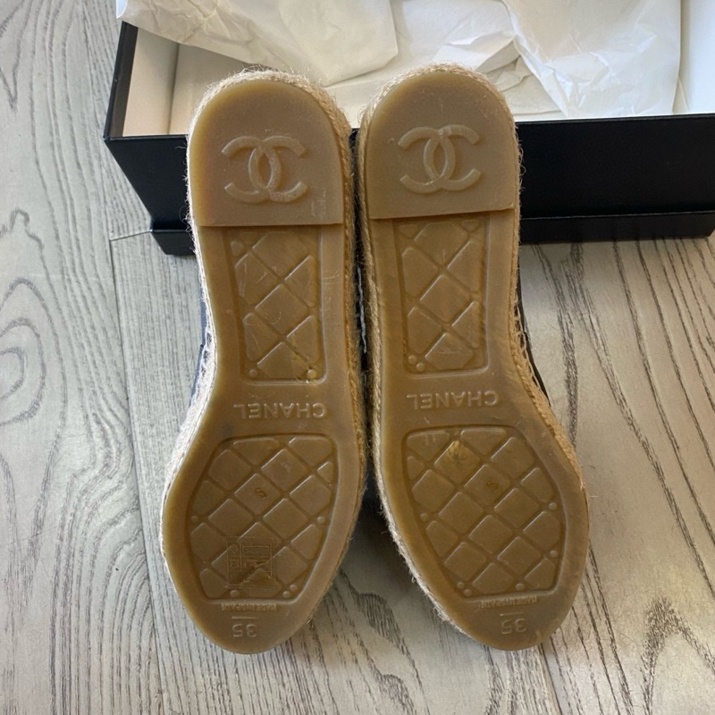 Chanel香奈兒黑色全皮漁夫鞋 35碼-5