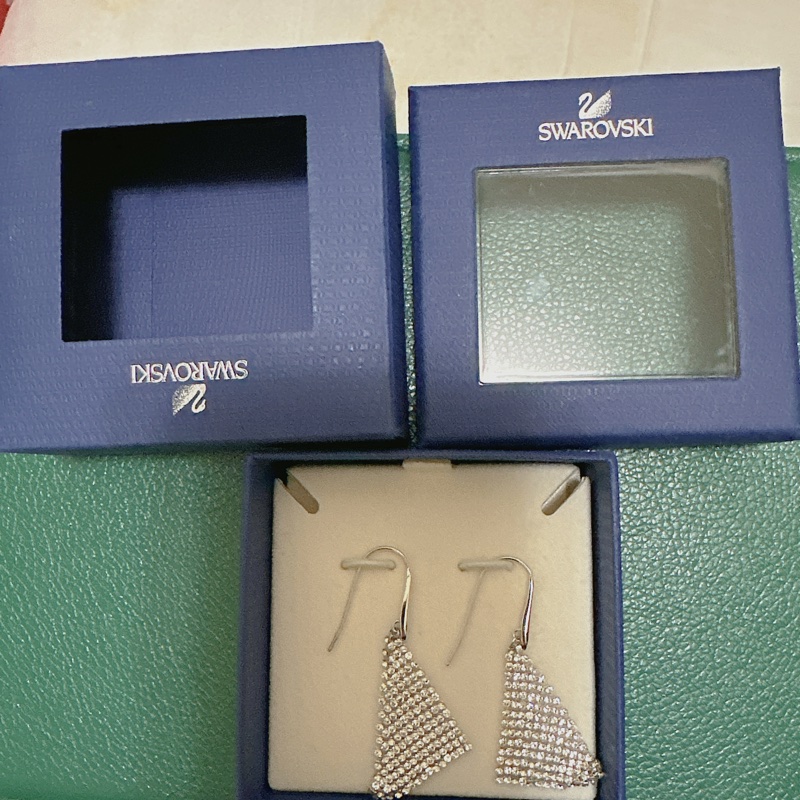 swarovski施華洛世奇氣質網狀大三角軟耳環-5