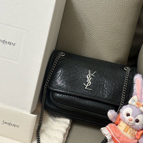 二手美況🎀YSL Niki Mini 新款 黑銀 斜背 肩背