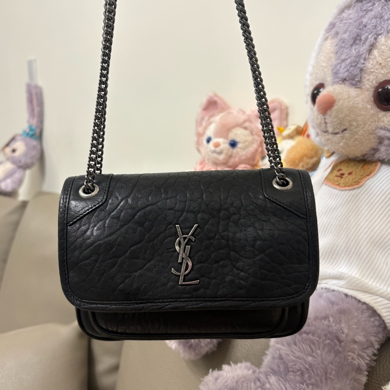 二手美況🎀YSL Niki Mini 新款 黑銀 斜背 肩背-6