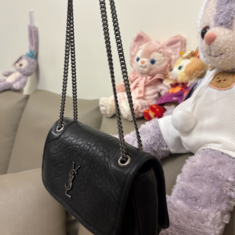 二手美況🎀YSL Niki Mini 新款 黑銀 斜背 肩背-8