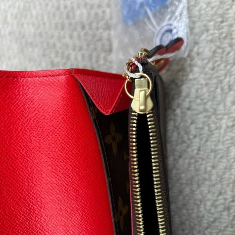 LV路易威登老花Emilie小紅花錢包 獨特紅色花朵裝飾 盡顯優雅 卡位多 容量大 方便攜帶 日常百搭-18