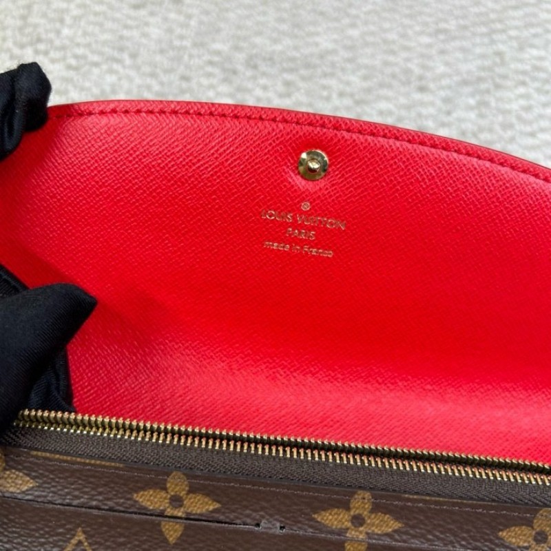 LV路易威登老花Emilie小紅花錢包 獨特紅色花朵裝飾 盡顯優雅 卡位多 容量大 方便攜帶 日常百搭-20