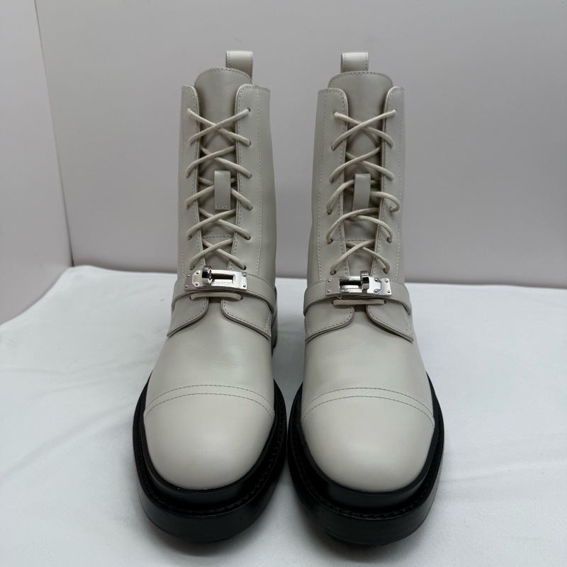 99新 愛馬仕/Hermes Funk米白色Kelly短靴 尺碼：37碼-0