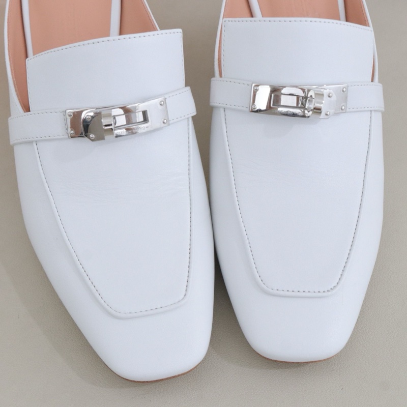 99新，愛馬仕 Blossom 包頭粗跟女士拖鞋，36.5碼，跟高6.5cm，僅試穿-3