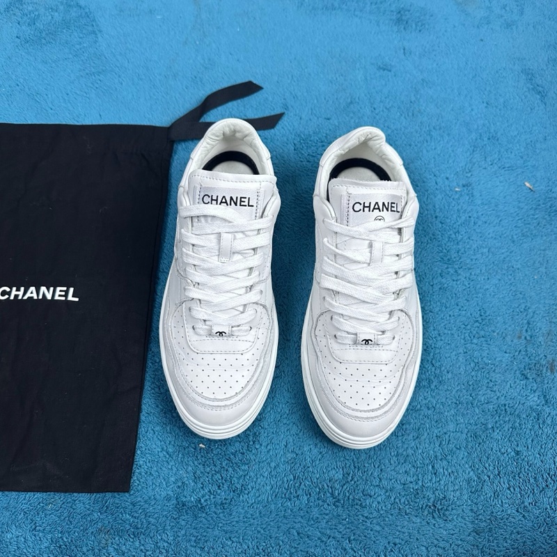 Chanel 香奈兒23A 圓頭系帶低幫板鞋 白色 35碼-0