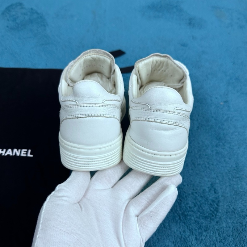 Chanel 香奈兒23A 圓頭系帶低幫板鞋 白色 35碼-3