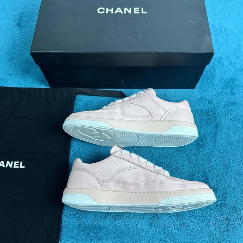 Chanel 香奈兒24K 大徽標圓頭系帶低幫板鞋 粉色 37.5碼-2