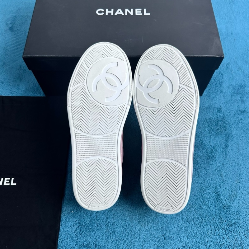 Chanel 香奈兒24K 大徽標圓頭系帶低幫板鞋 粉色 37.5碼-5