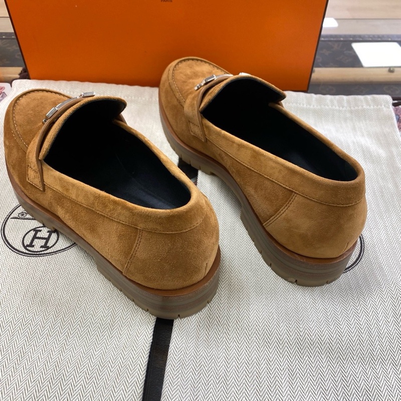 HERMES愛馬仕 金棕色H扣樂福鞋 37碼 僅穿一次-3