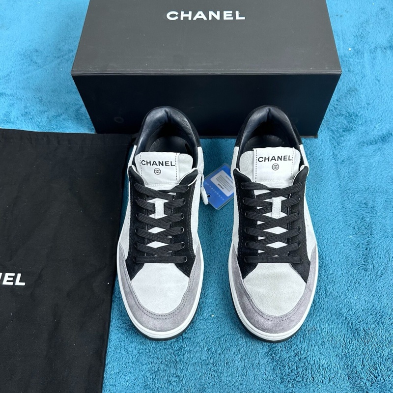 Chanel 香奈兒皮革24s 低幫板鞋 白灰 38碼-0