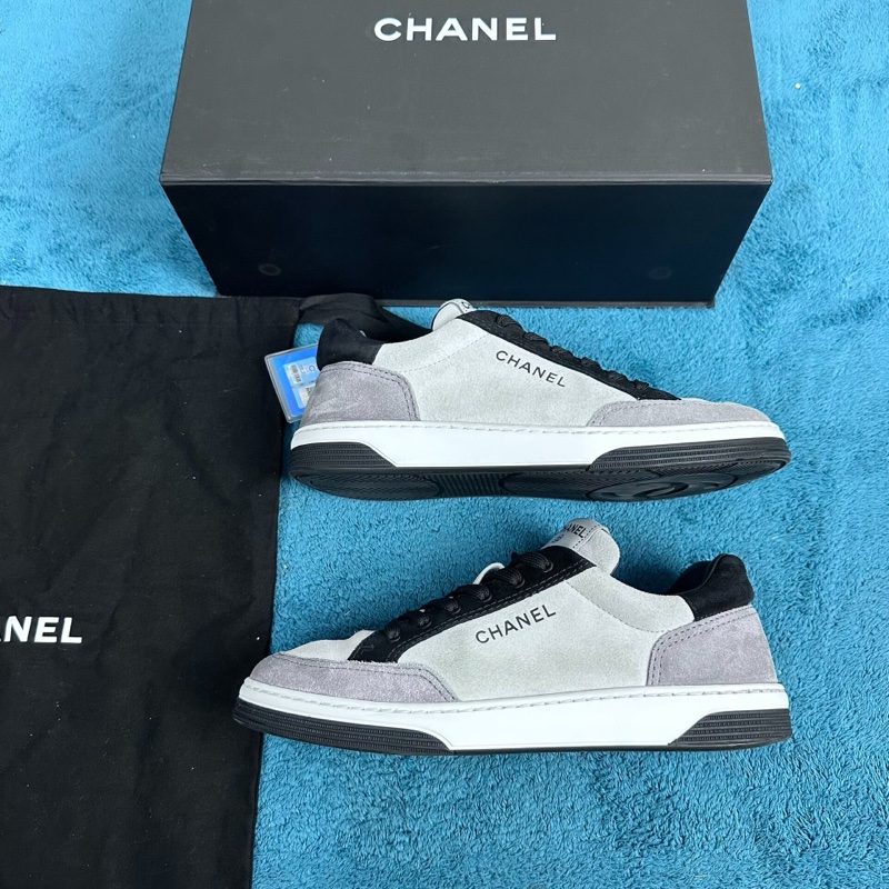 Chanel 香奈兒皮革24s 低幫板鞋 白灰 38碼-1