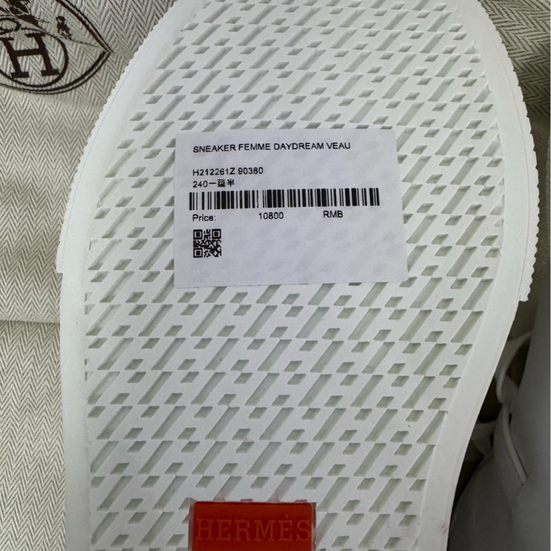 愛馬仕HERMES kelly 小白鞋 高幫 daydream 女鞋休閒鞋  附件：有塵袋 38碼-3