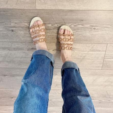 Hermes愛馬仕豬鼻草編拖 棕色38-8