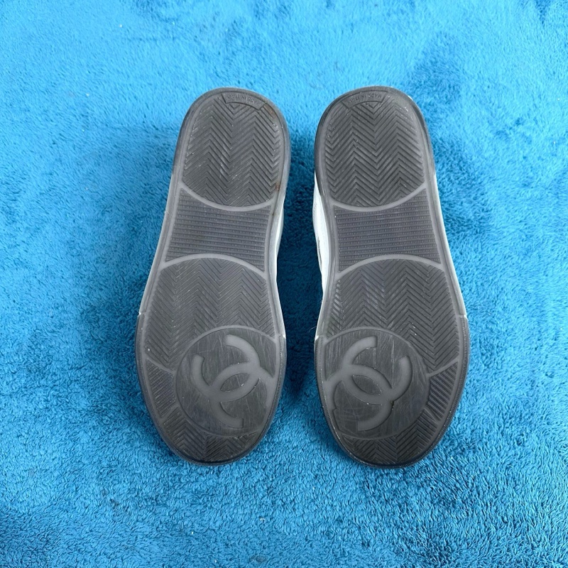 Chanel 香奈兒24P 大徽標皮革低幫板鞋 白色 35碼-4