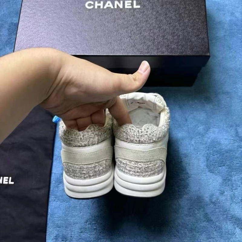 Chanel香奈兒大徽標花呢織物運動鞋 35.5碼-3