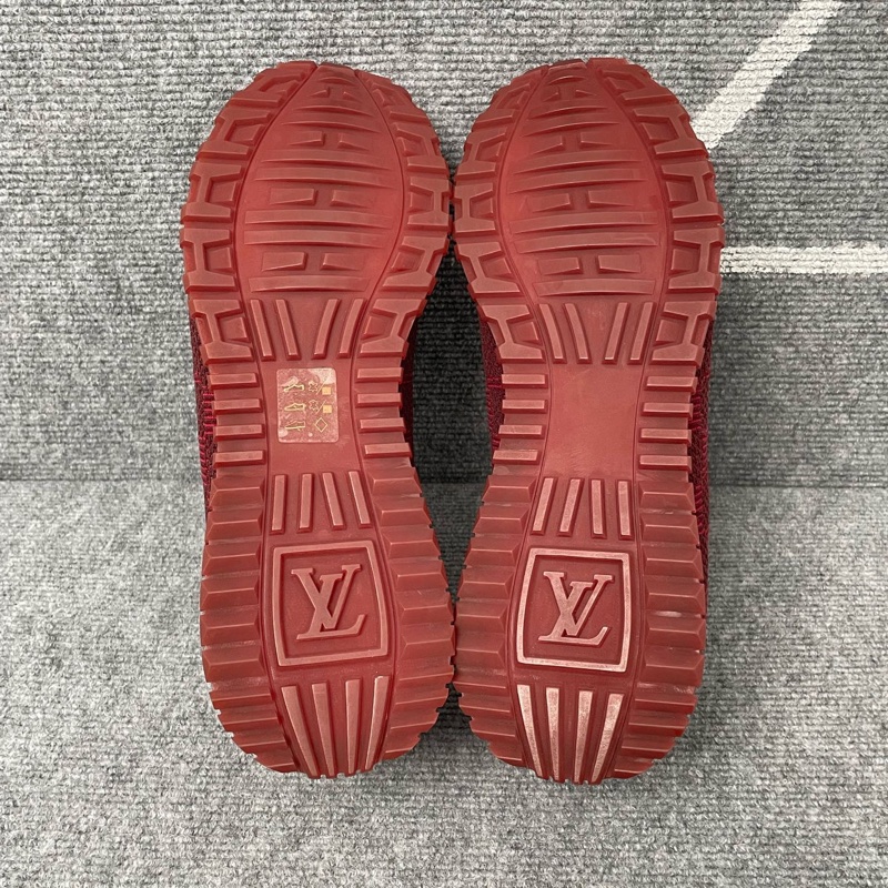 全新 LV 路易威登酒紅色帆布棋盤格運動鞋42碼=8碼-4