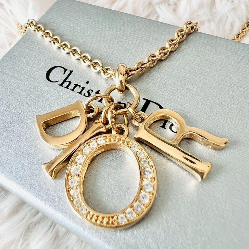 🌷Dior 水鑽愛心項鍊 ｜經典花紋✦fufu style 精品✦ 氣質款｜-0