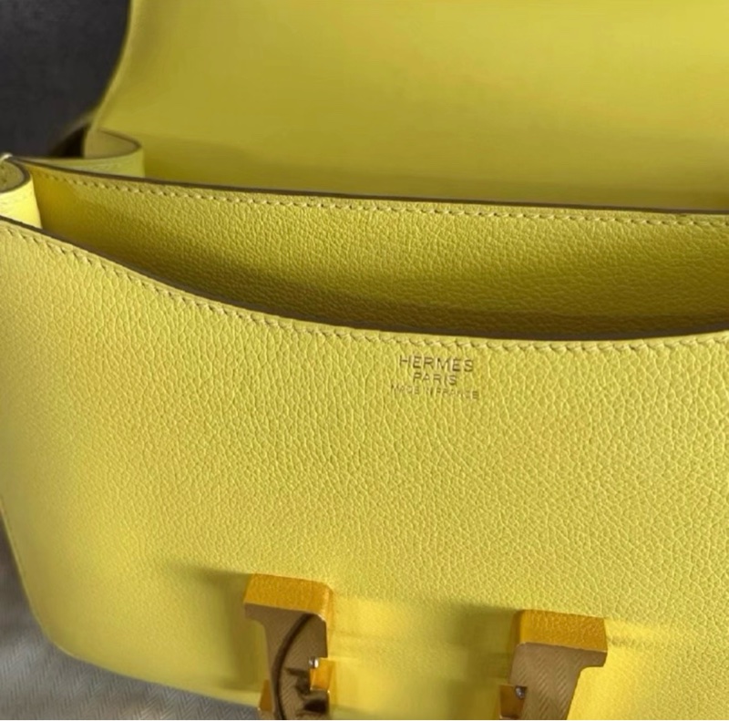 有購證✨🐴Hermes/愛馬仕 檸檬黃金扣康康mini Constance 19  Y刻-6