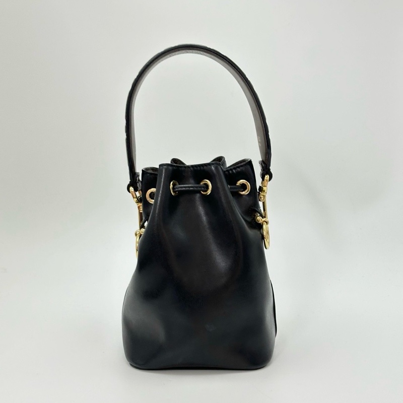 FENDI 黑金抽繩手提肩背斜背mini水桶包12*17.5*10 98新配件塵袋-6