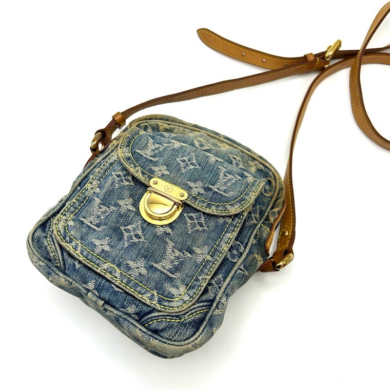 LV丹寧牛仔帆布肩背斜背相機包16*18*7 98新配件塵袋-3