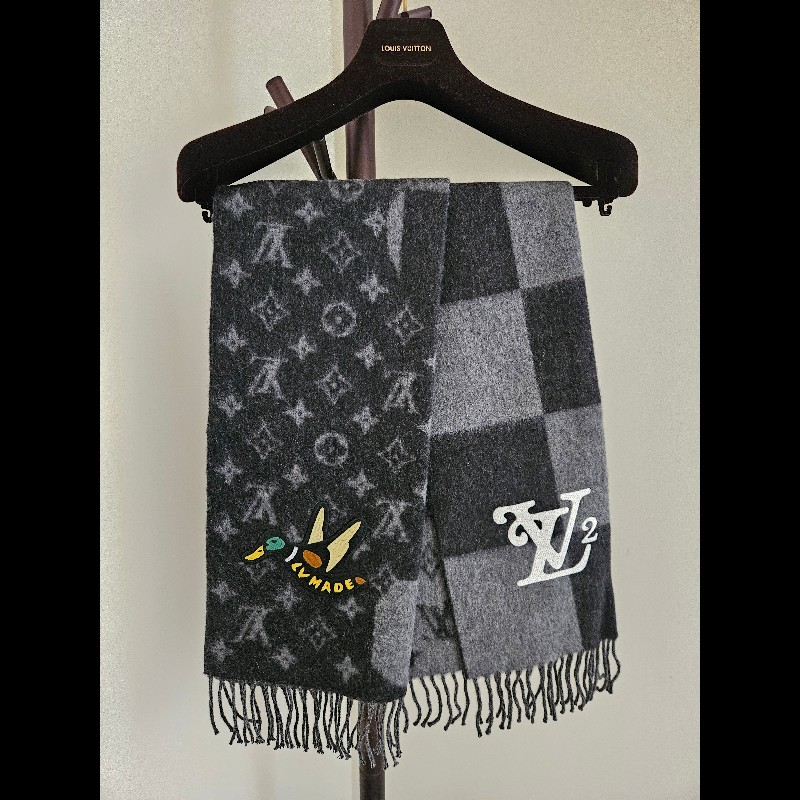 LV x Nigo 圍巾 Damier Geant Wave LV² 限量聯名 HUMAN MADE 絕版 Monogram Scarf 男女生皆可-0