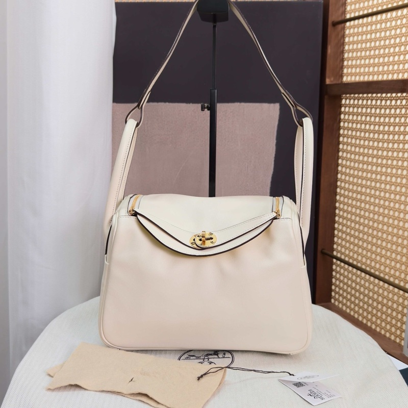 HERMES Lindy26奶油白金扣手提肩背包26*17*13 98新配件塵袋吊牌毛氈布-1