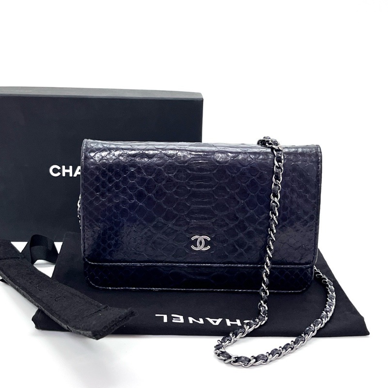 CHANEL WOC蛇皮肩背斜背鏈條包 19*13*14 98新配件盒子塵袋-2