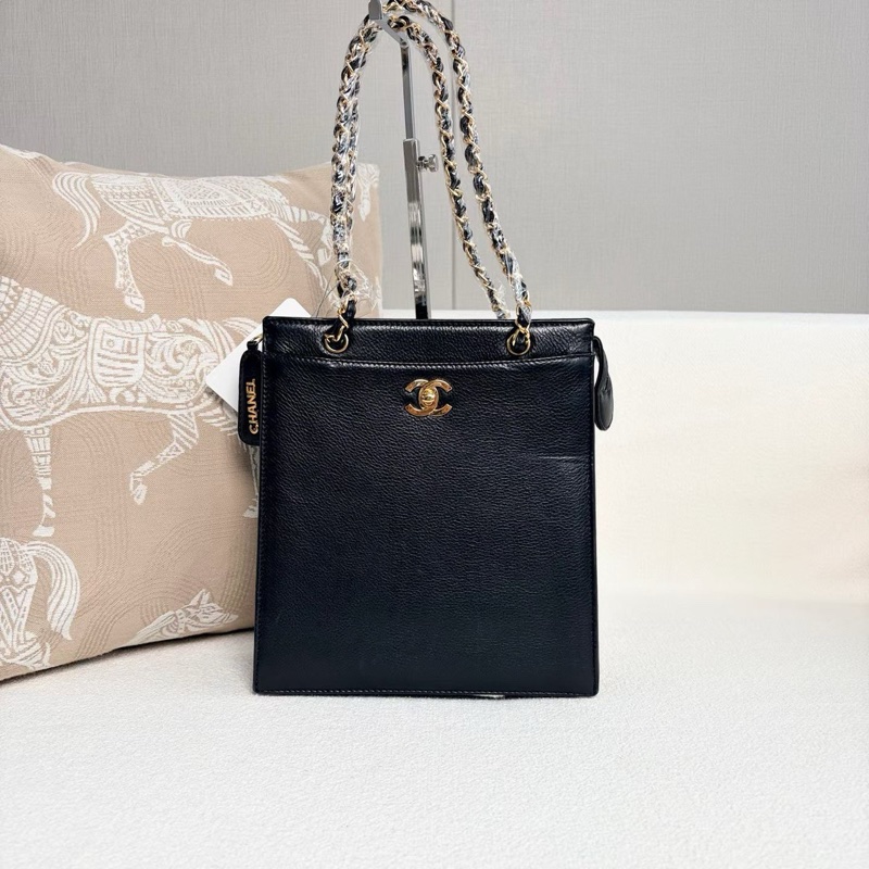 Chanel 中古琴譜包黑金 牛皮22*24*8 98新配件塵袋保卡-1