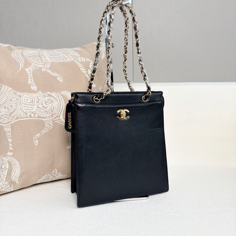 Chanel 中古琴譜包黑金 牛皮22*24*8 98新配件塵袋保卡-3